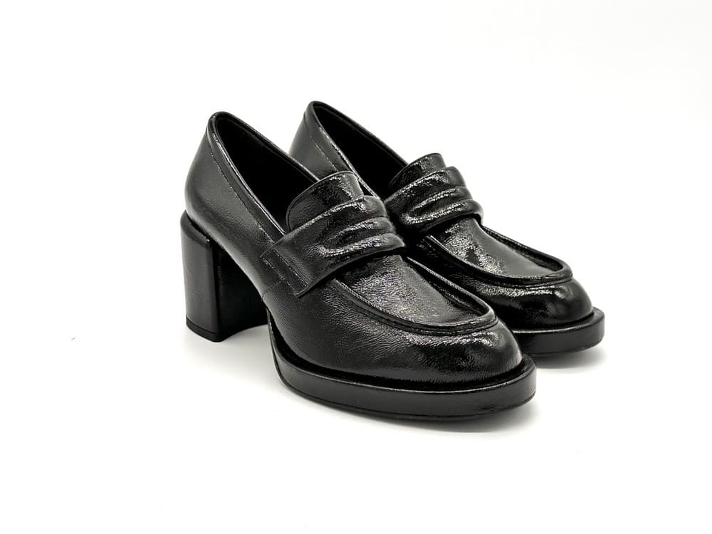 ENZO D'ALESSANDRO Mocassino donna in naplak nero tacco 70 - 5