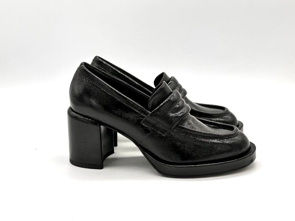 ENZO D'ALESSANDRO Mocassino donna in naplak nero tacco 70 in Loafer e mocassini Calzature Durello - Agna, commercioVirtuoso.it