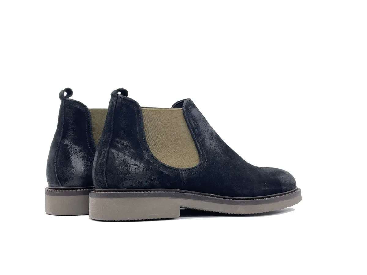EXTON polacchino uomo in pelle scamosciata nera e elastici verdi in Stivali Calzature Durello - Agna, commercioVirtuoso.it