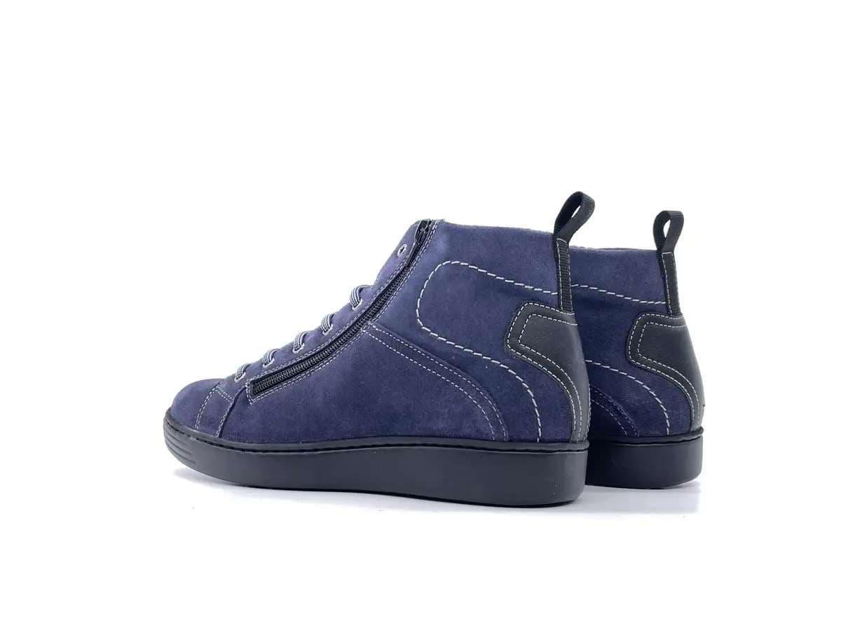 FONTANA Scarpe alte uomo in suede blu con zip in Stivali Calzature Durello - Agna, commercioVirtuoso.it