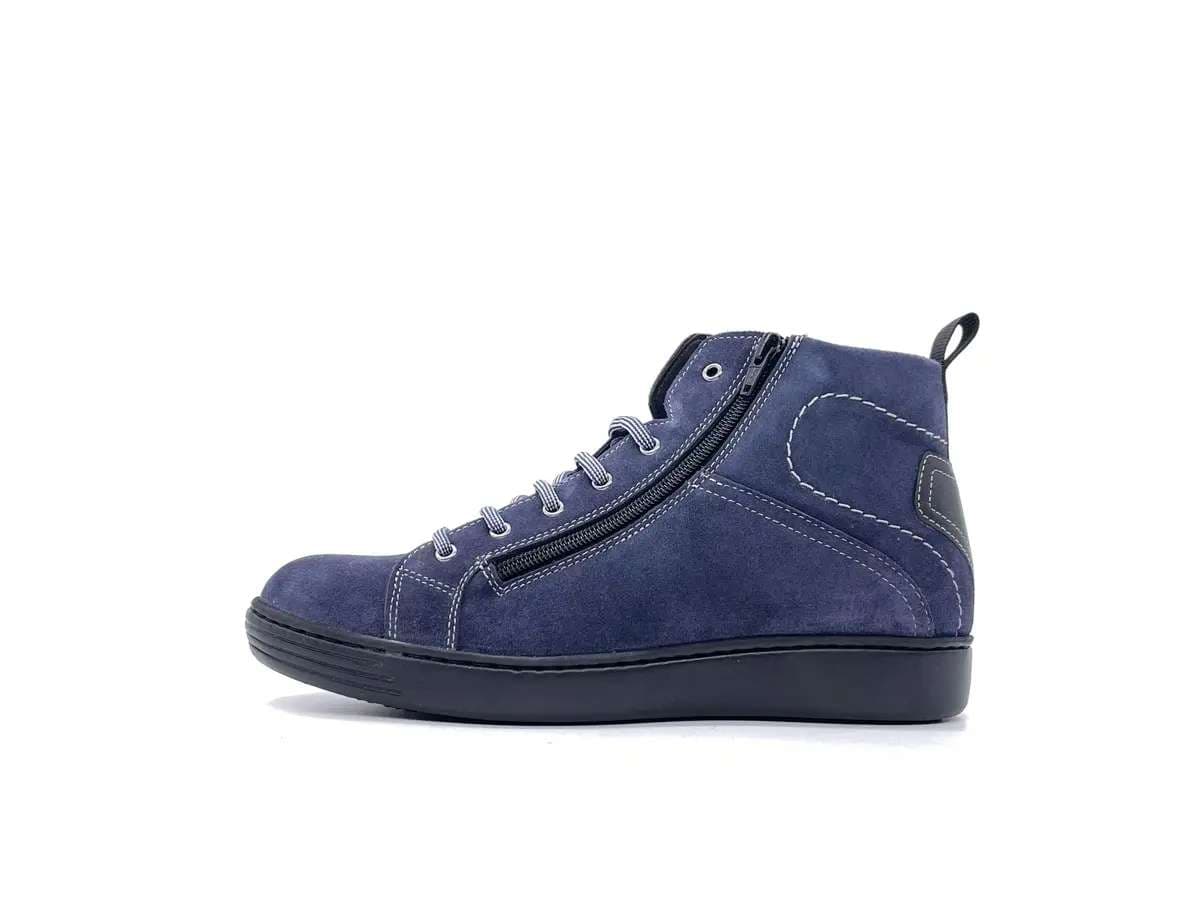 FONTANA Scarpe alte uomo in suede blu con zip in Stivali Calzature Durello - Agna, commercioVirtuoso.it