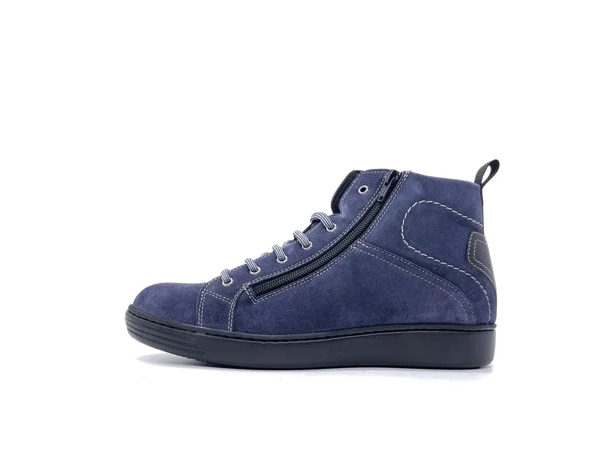 FONTANA Scarpe alte uomo in suede blu con zip in Stivali Calzature Durello - Agna, commercioVirtuoso.it