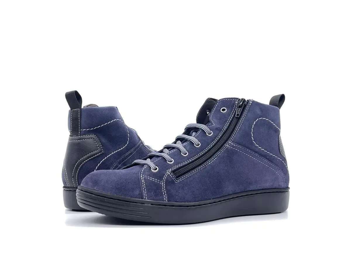 FONTANA Scarpe alte uomo in suede blu con zip in Stivali Calzature Durello - Agna, commercioVirtuoso.it