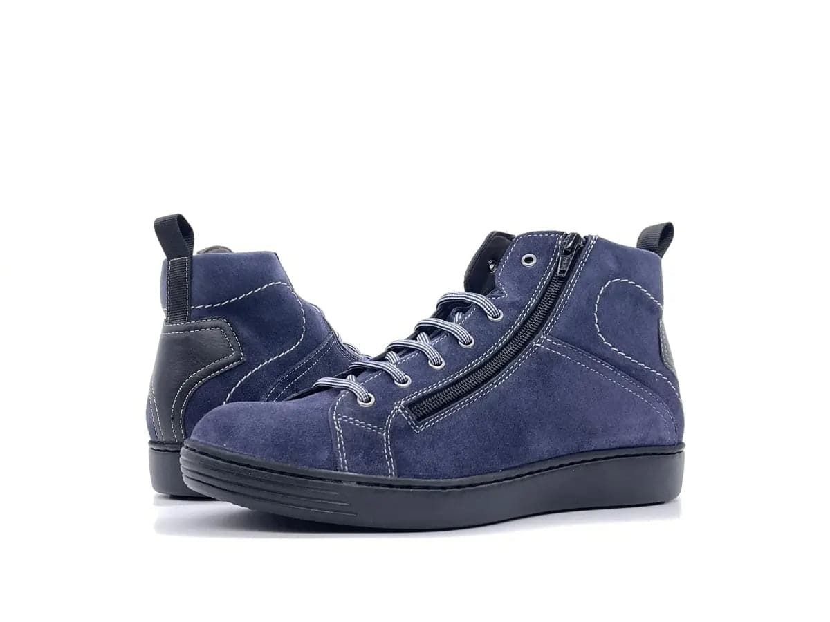 FONTANA Scarpe alte uomo in suede blu con zip in Stivali Calzature Durello - Agna, commercioVirtuoso.it
