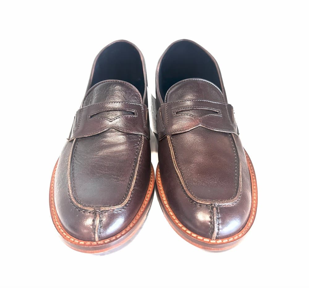 FONTANA Mocassino college in pelle marrone e suola in cuoio in Loafer e mocassini Calzature Durello - Agna, commercioVirtuoso.it