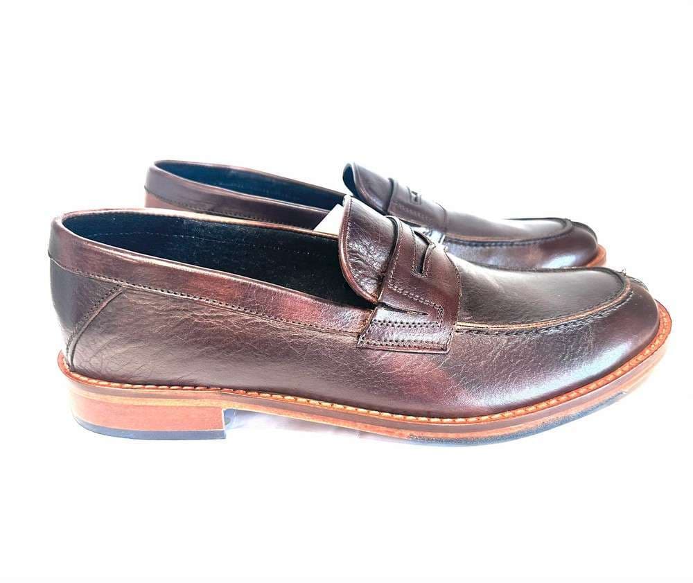 FONTANA Mocassino college in pelle marrone e suola in cuoio in Loafer e mocassini Calzature Durello - Agna, commercioVirtuoso.it