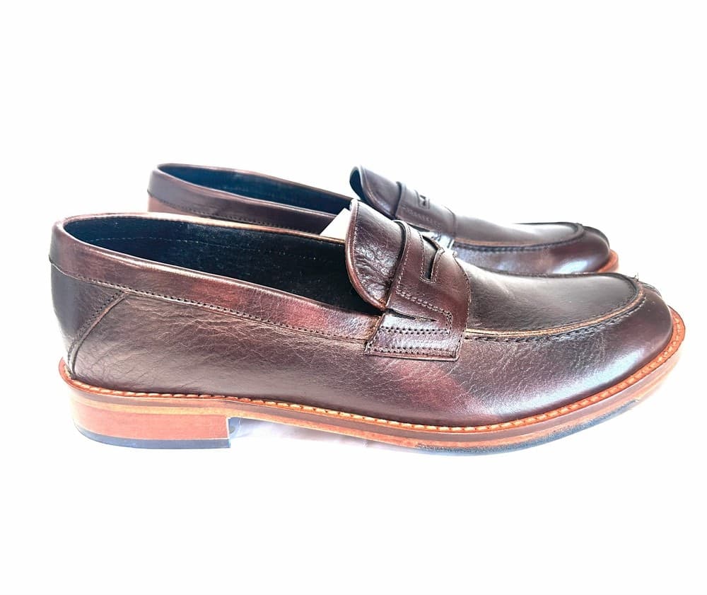 FONTANA Mocassino college in pelle marrone e suola in cuoio in Loafer e mocassini Calzature Durello - Agna, commercioVirtuoso.it