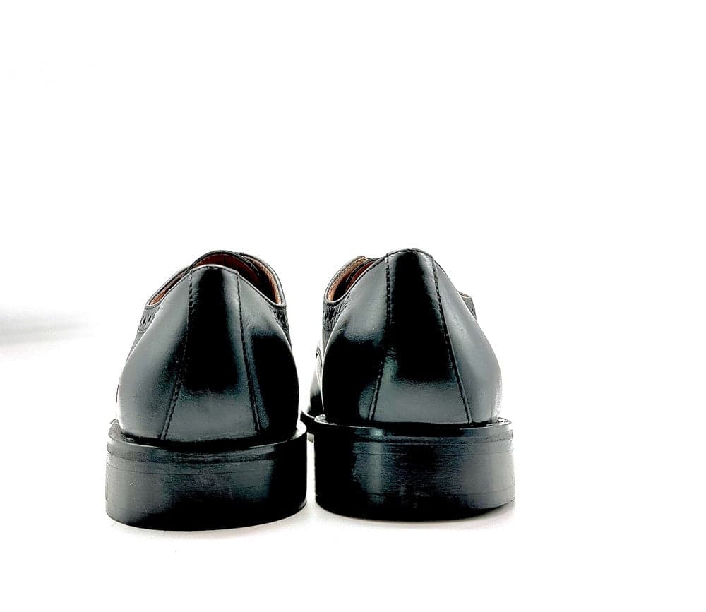 FONTANA scarpa classica uomo derby lavorato in pelle nera con fondo in cuoio in Scarpe stringate basse Calzature Durello - Agna, commercioVirtuoso.it
