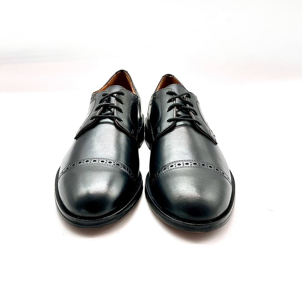 FONTANA scarpa classica uomo derby lavorato in pelle nera con fondo in cuoio in Scarpe stringate basse Calzature Durello - Agna, commercioVirtuoso.it