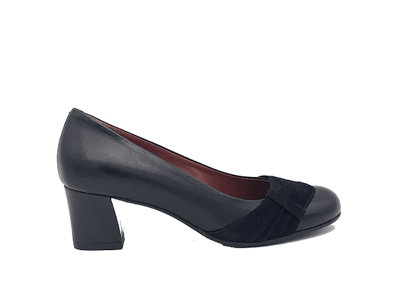 DONNA SOFT Décolleté in pelle nera e camoscio nero - 5