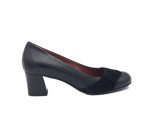 DONNA SOFT Décolleté in pelle nera e camoscio nero - 5