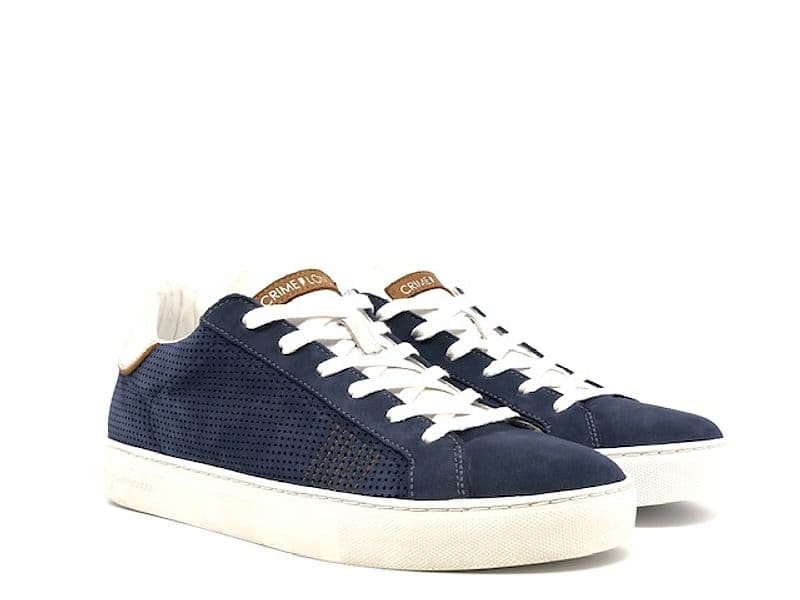CRIME LONDON Sneakers Uomo Low Top Essential Nabuk Blu - 6