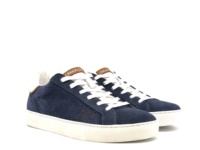 CRIME LONDON Sneakers Uomo Low Top Essential Nabuk Blu - 6