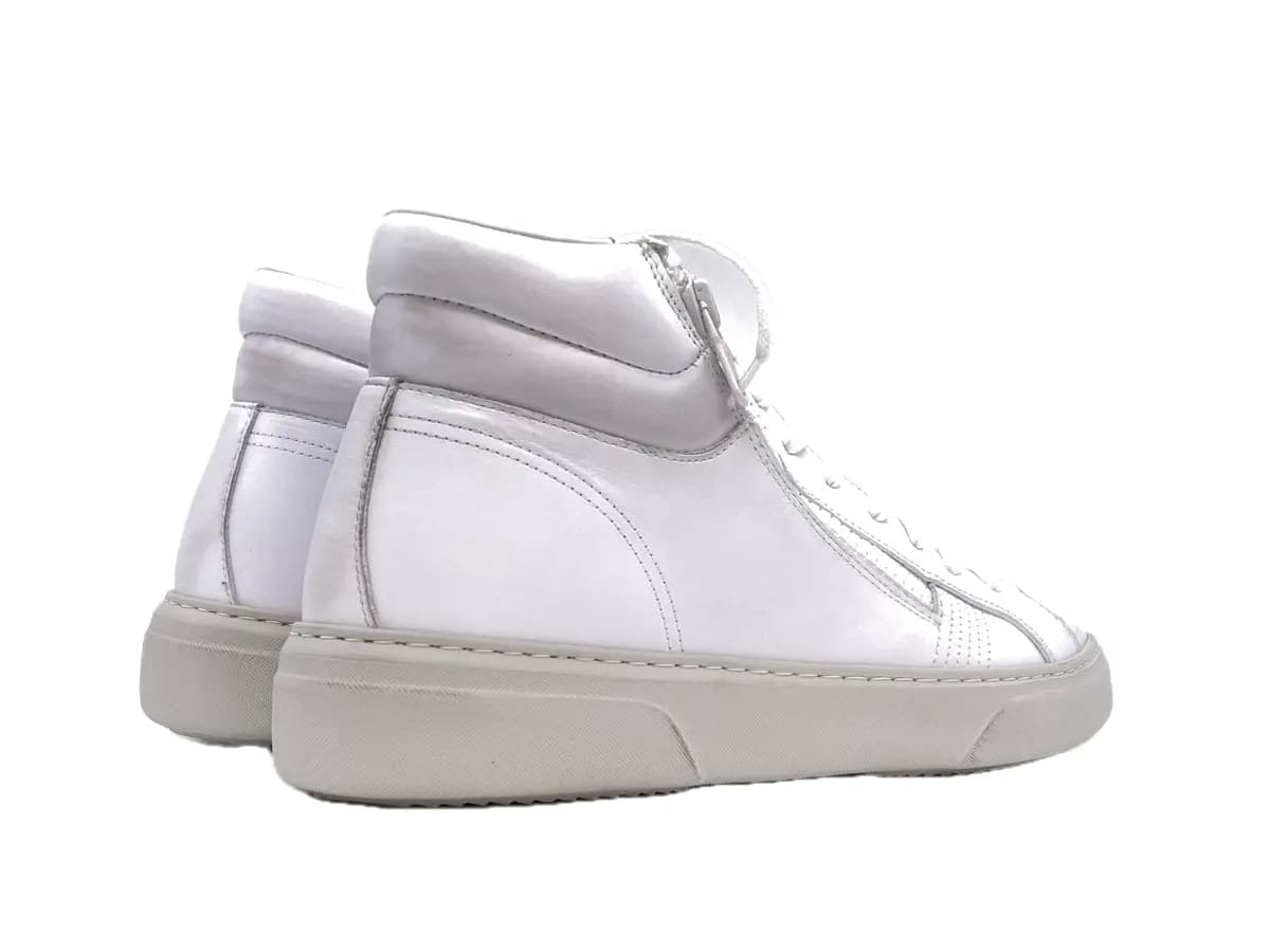 CRIME LONDON Sneakers DESTINY HI ZIP uomo in pelle bianca in Sneaker casual Calzature Durello - Agna, commercioVirtuoso.it