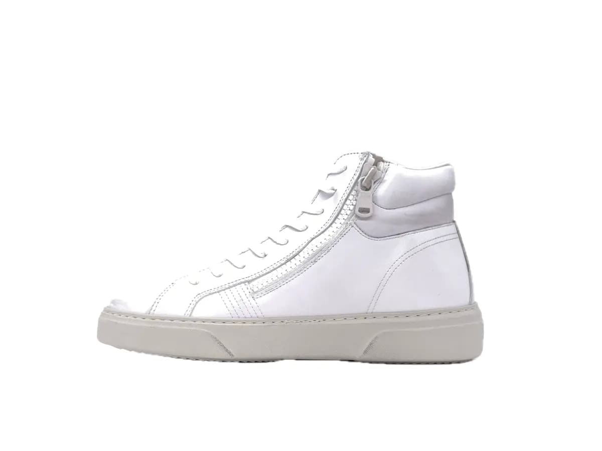 CRIME LONDON Sneakers DESTINY HI ZIP uomo in pelle bianca in Sneaker casual Calzature Durello - Agna, commercioVirtuoso.it