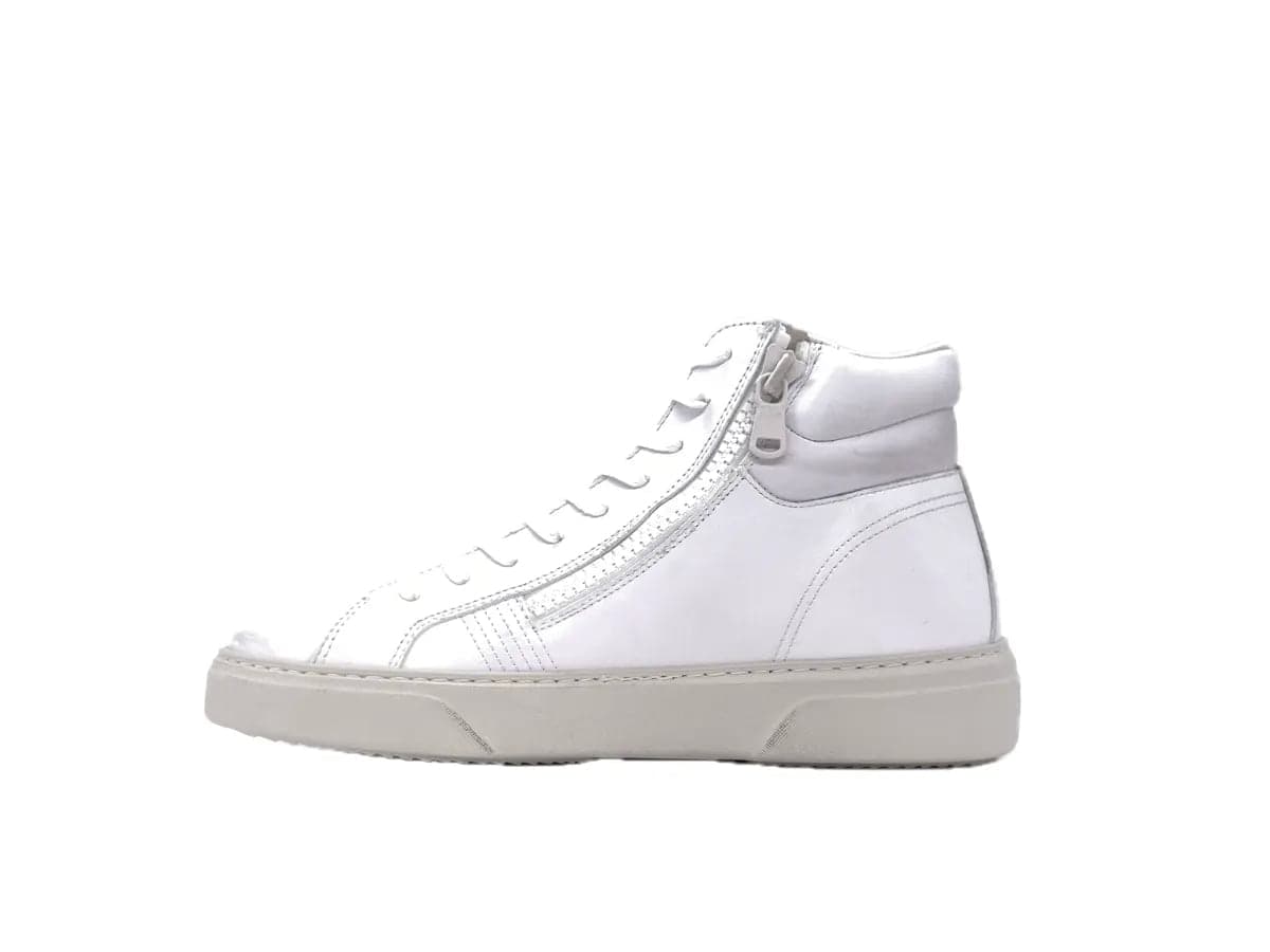CRIME LONDON Sneakers DESTINY HI ZIP uomo in pelle bianca in Sneaker casual Calzature Durello - Agna, commercioVirtuoso.it