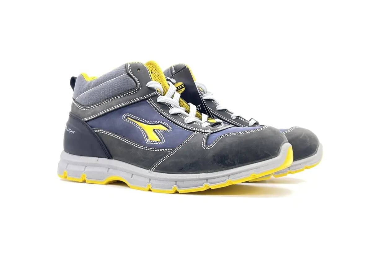 Diadora scarponcino antinfortunistico uomo Run Mid S3 pelle blu grigio - 7