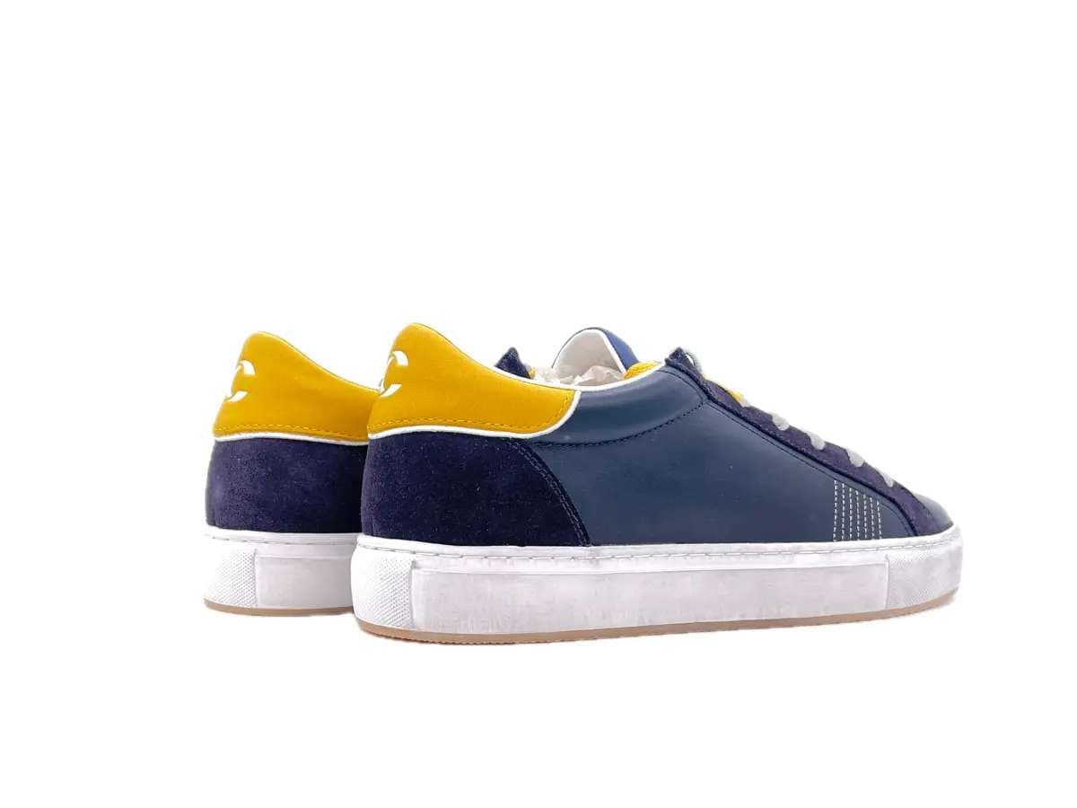 CRIME LONDON LOW TOP ESSENTIAL 2. 0 Sneakers uomo navy yellow in Sneaker casual Calzature Durello - Agna, commercioVirtuoso.it