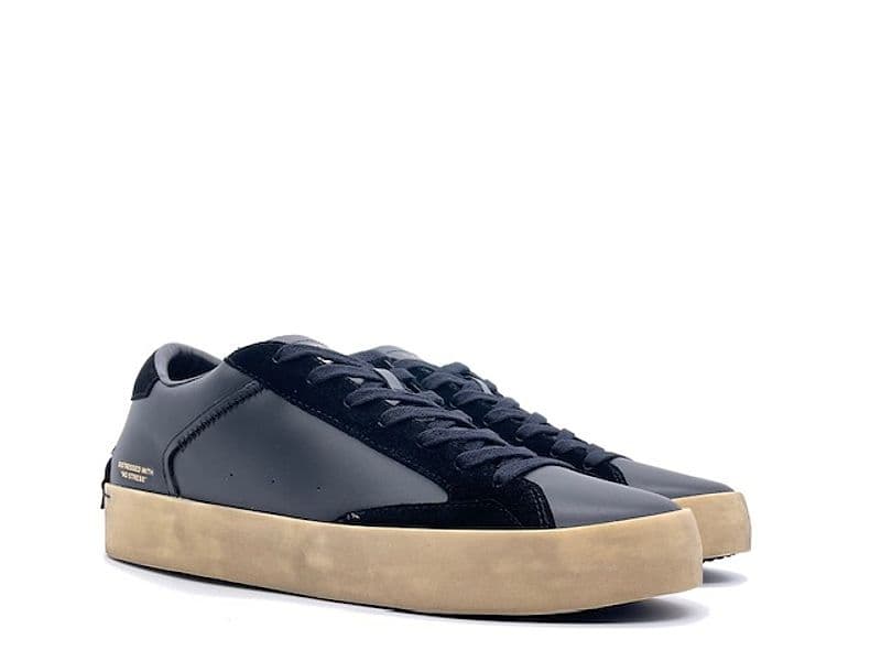 CRIME LONDON LOW TOP DISTRESSED Sneakers uomo in pelle nera - 6