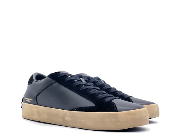CRIME LONDON LOW TOP DISTRESSED Sneakers uomo in pelle nera - 6