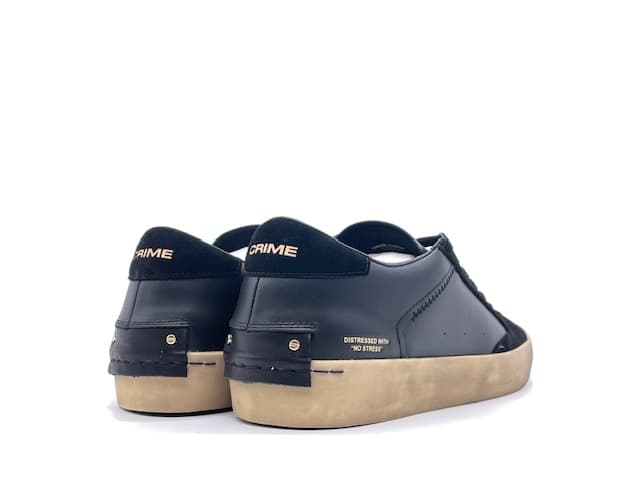 CRIME LONDON LOW TOP DISTRESSED Sneakers uomo in pelle nera in Sneaker casual Calzature Durello - Agna, commercioVirtuoso.it