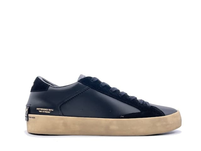 CRIME LONDON LOW TOP DISTRESSED Sneakers uomo in pelle nera in Sneaker casual Calzature Durello - Agna, commercioVirtuoso.it