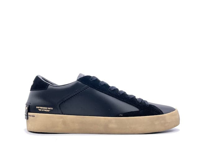 CRIME LONDON LOW TOP DISTRESSED Sneakers uomo in pelle nera in Sneaker casual Calzature Durello - Agna, commercioVirtuoso.it