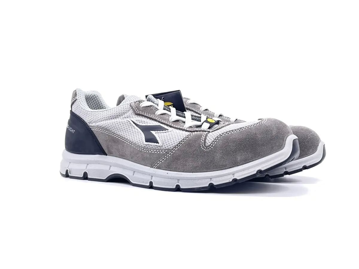 Diadora Run Text Low unisex scarpa antinfortunistica S1P tessuto e pelle grigia - 6