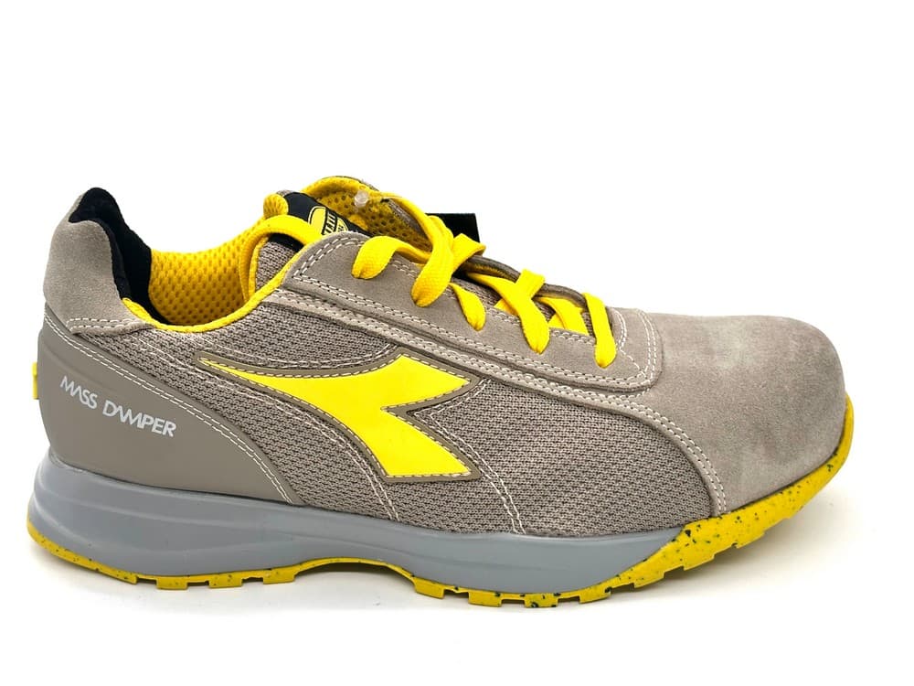 Diadora scarpe uomo Run Text Low pelle scamosciata e tessuto grigio giallo - 6