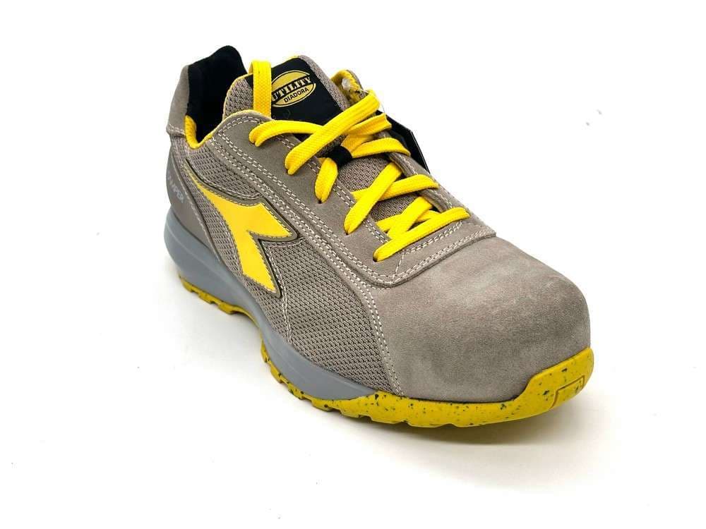Diadora scarpe uomo Run Text Low pelle scamosciata e tessuto grigio giallo in Scarpe Calzature Durello - Agna, commercioVirtuoso.it