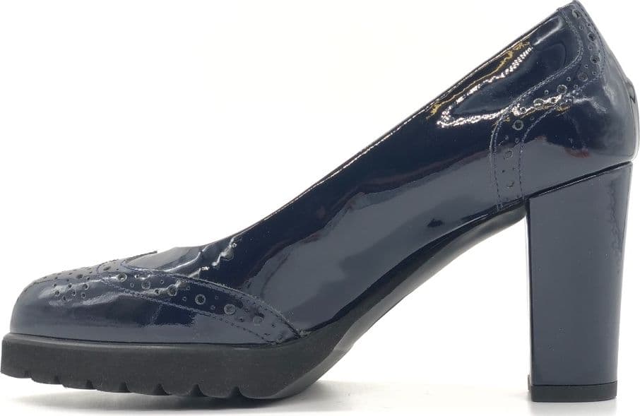 DONNA SOFT Décolleté 6057 in pelle vernice blu in Scarpe col tacco Calzature Durello - Agna, commercioVirtuoso.it