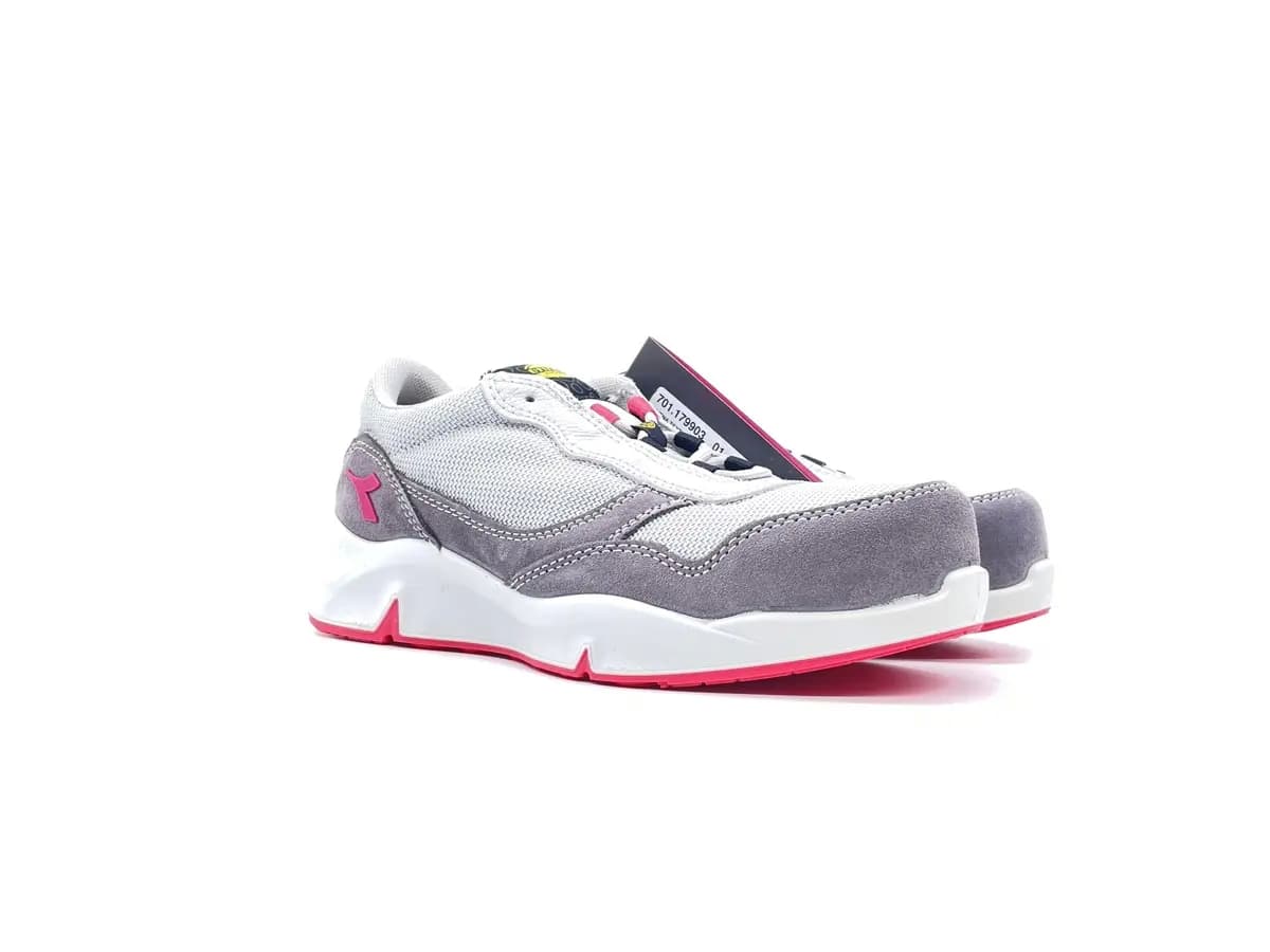 Diadora sneakers antinfortunistica donna Athena Text Low tessuto e pelle grigia - 7