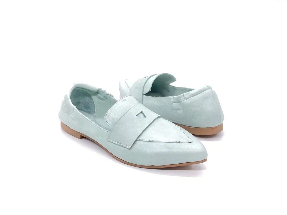 JACKAL Mocassino a punta donna in pelle acquamarina in Loafer e mocassini Calzature Durello - Agna, commercioVirtuoso.it