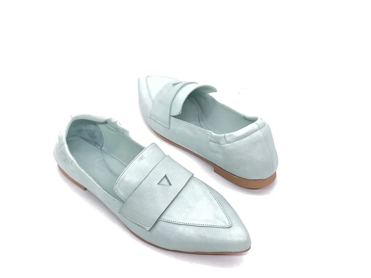 JACKAL Mocassino a punta donna in pelle acquamarina in Loafer e mocassini Calzature Durello - Agna, commercioVirtuoso.it