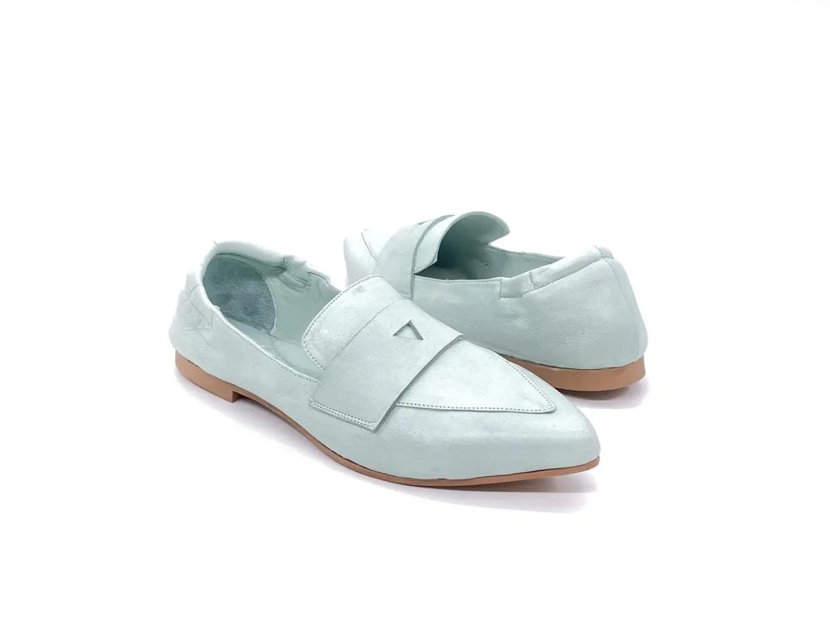 JACKAL Mocassino a punta donna in pelle acquamarina in Loafer e mocassini Calzature Durello - Agna, commercioVirtuoso.it