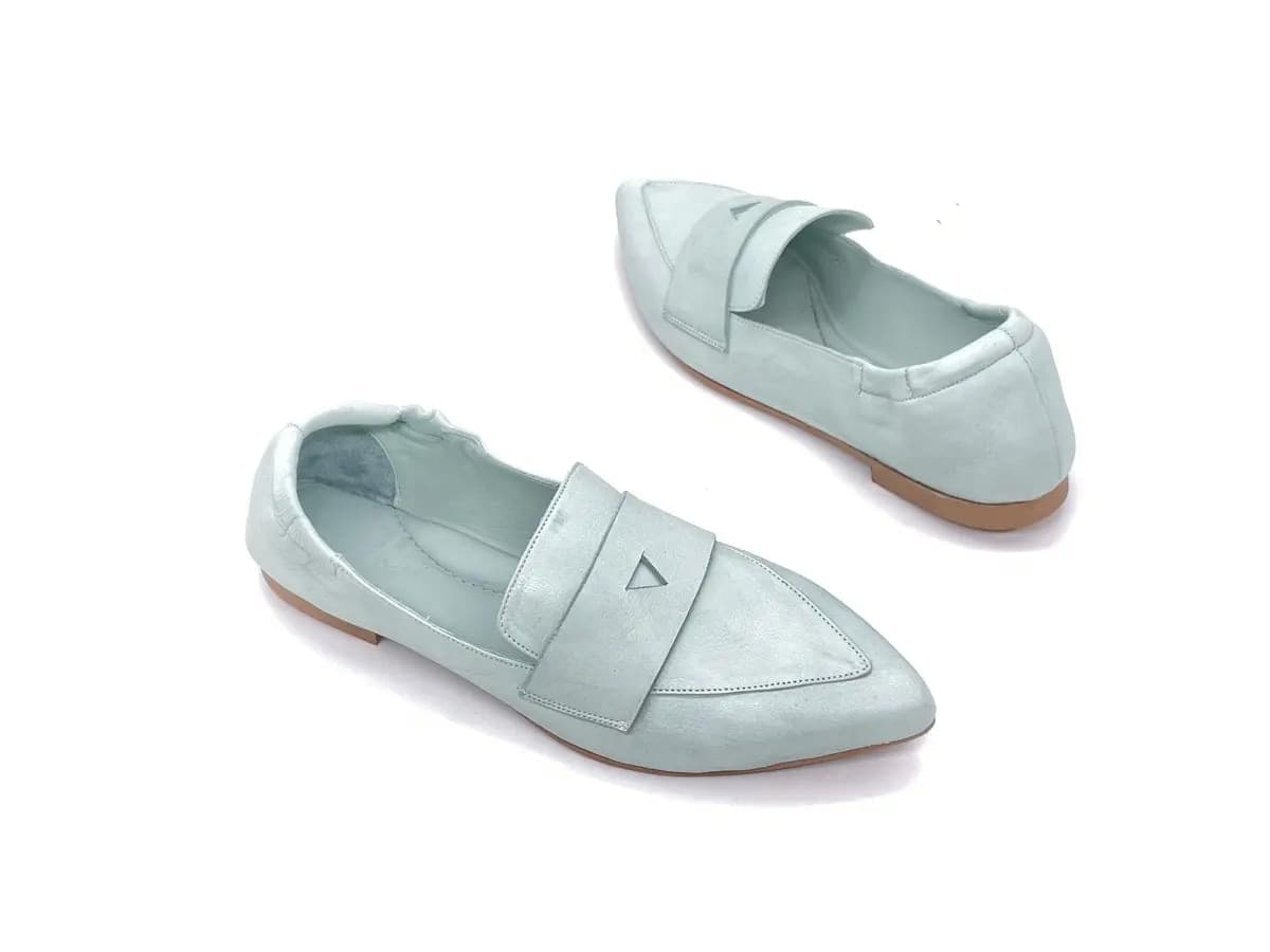 JACKAL Mocassino a punta donna in pelle acquamarina in Loafer e mocassini Calzature Durello - Agna, commercioVirtuoso.it