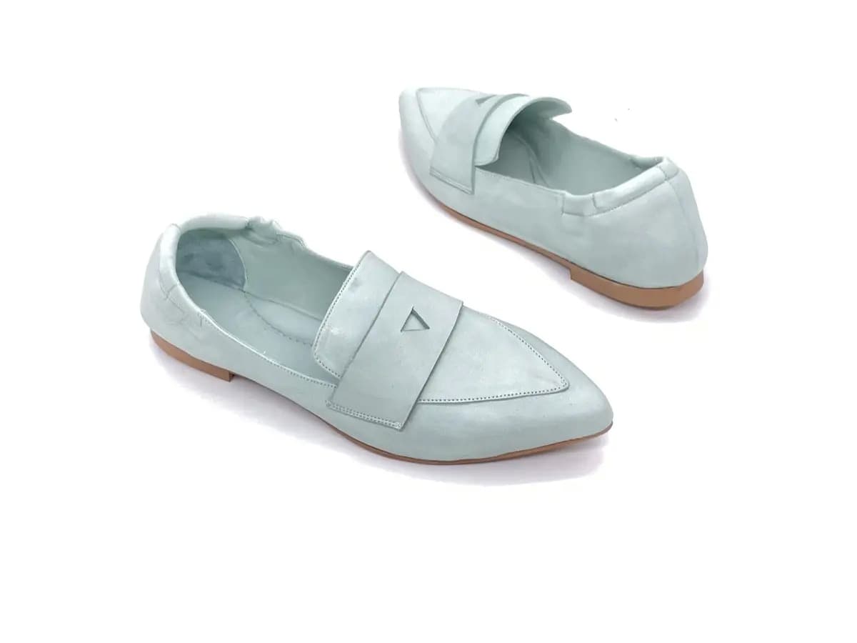 JACKAL Mocassino a punta donna in pelle acquamarina in Loafer e mocassini Calzature Durello - Agna, commercioVirtuoso.it