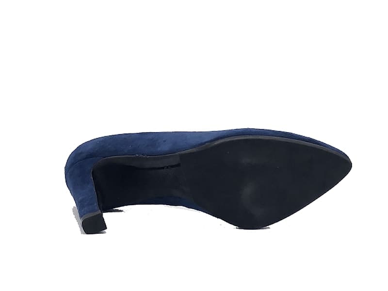 DONNA SOFT Décolleté in suede blu con fondo cuoio MOT824 - 5