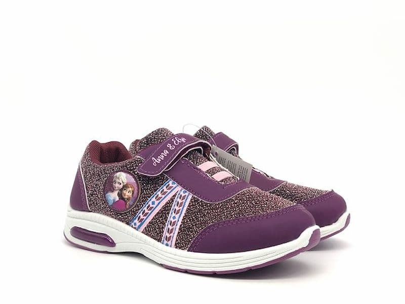DISNEY FROZEN Elsa and Anna Sneakers bimba fucsia burgundi con luci - 5