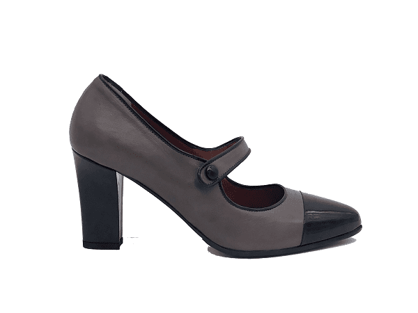 DONNA SOFT Décolleté in pelle grigia e nera MOT954 - 4