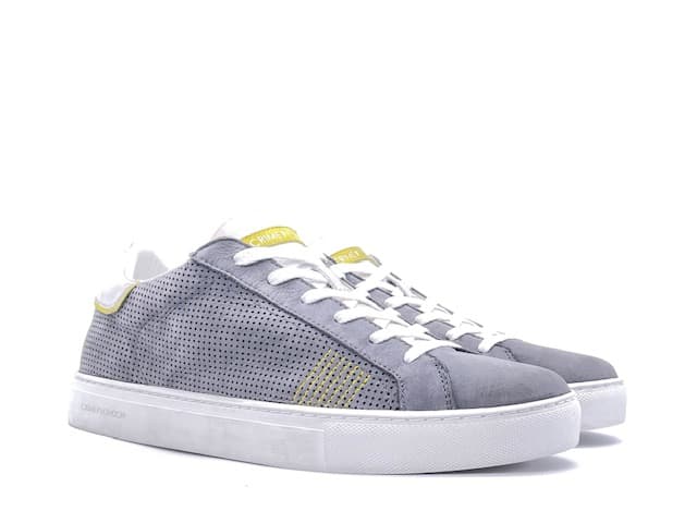 CRIME LONDON Sneakers uomo in nabuk grigio traforato - 6