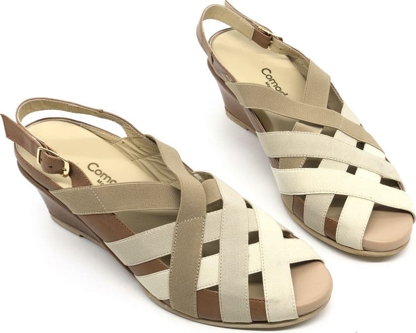 COMODAIDEA Sandali donna 983 beige e cuoio in Sandali moda Calzature Durello - Agna, commercioVirtuoso.it