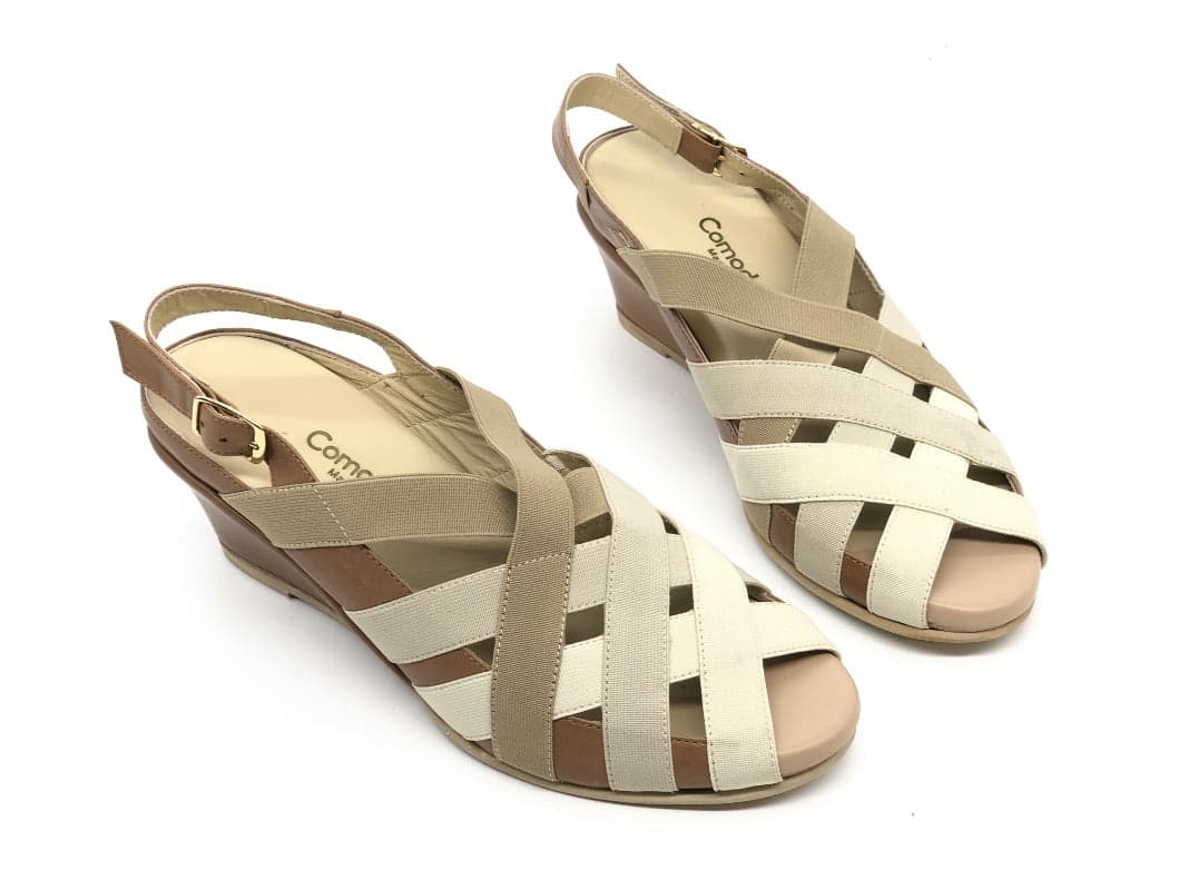 COMODAIDEA Sandali donna 983 beige e cuoio in Sandali moda Calzature Durello - Agna, commercioVirtuoso.it