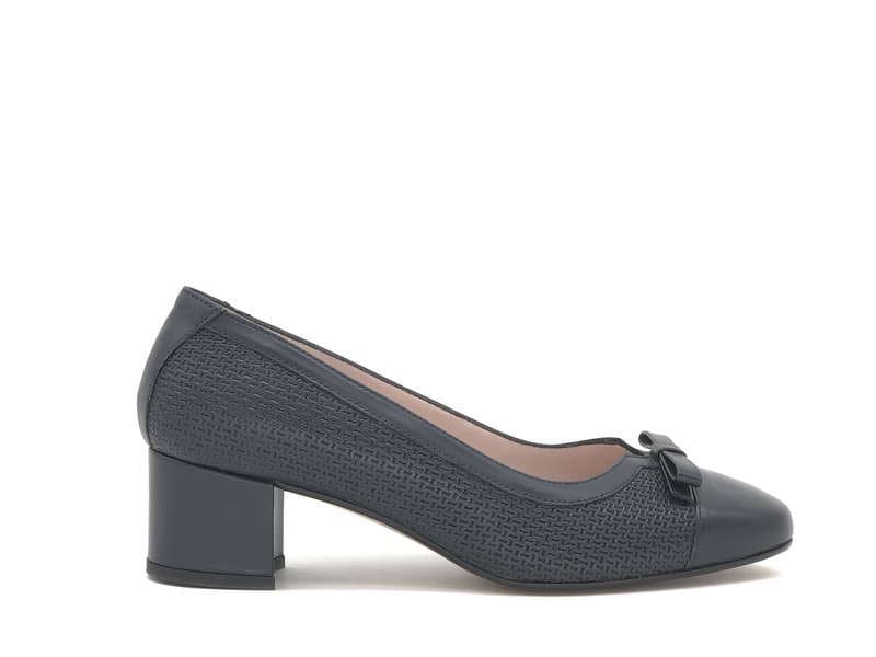 DONNA SOFT Décolleté in pelle blu e fondo cuoio 6835 - 6