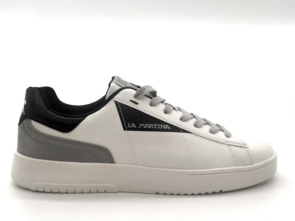 LaMartina sneakers uomo Bombonera Cup bianco grigio e blu - 4