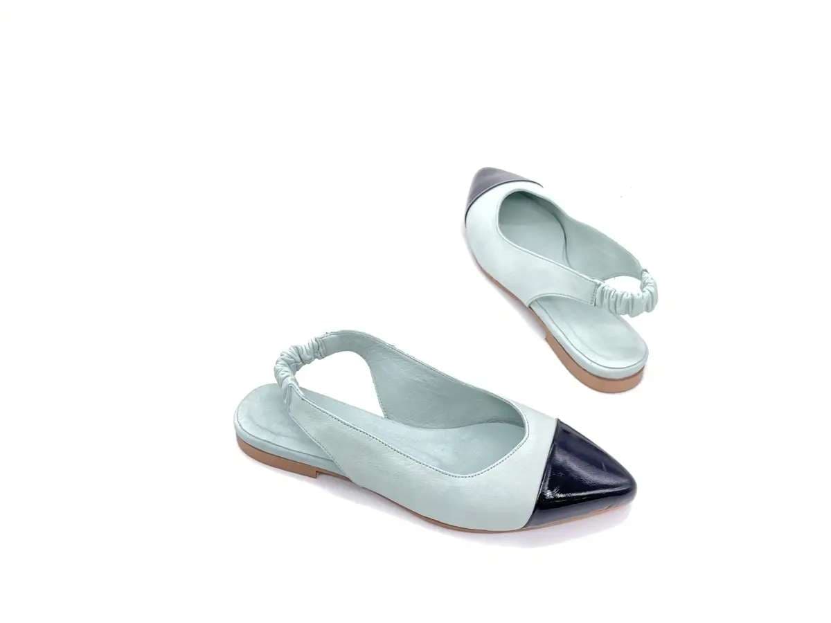 JACKAL Slingback donna in pelle acquamarina e punta nera in vernice in Scarpe col tacco alto fetish Calzature Durello - Agna, commercioVirtuoso.it