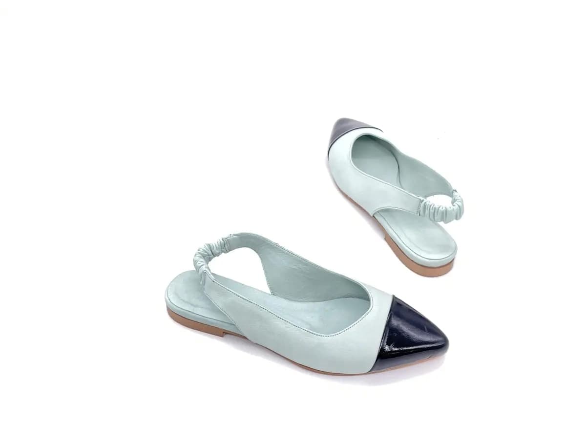 JACKAL Slingback donna in pelle acquamarina e punta nera in vernice in Scarpe col tacco alto fetish Calzature Durello - Agna, commercioVirtuoso.it