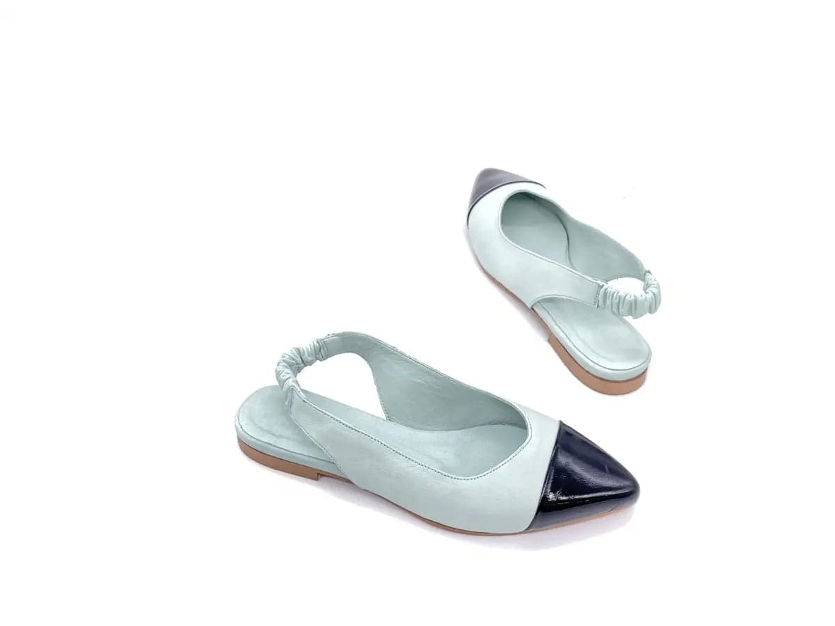 JACKAL Slingback donna in pelle acquamarina e punta nera in vernice in Scarpe col tacco alto fetish Calzature Durello - Agna, commercioVirtuoso.it