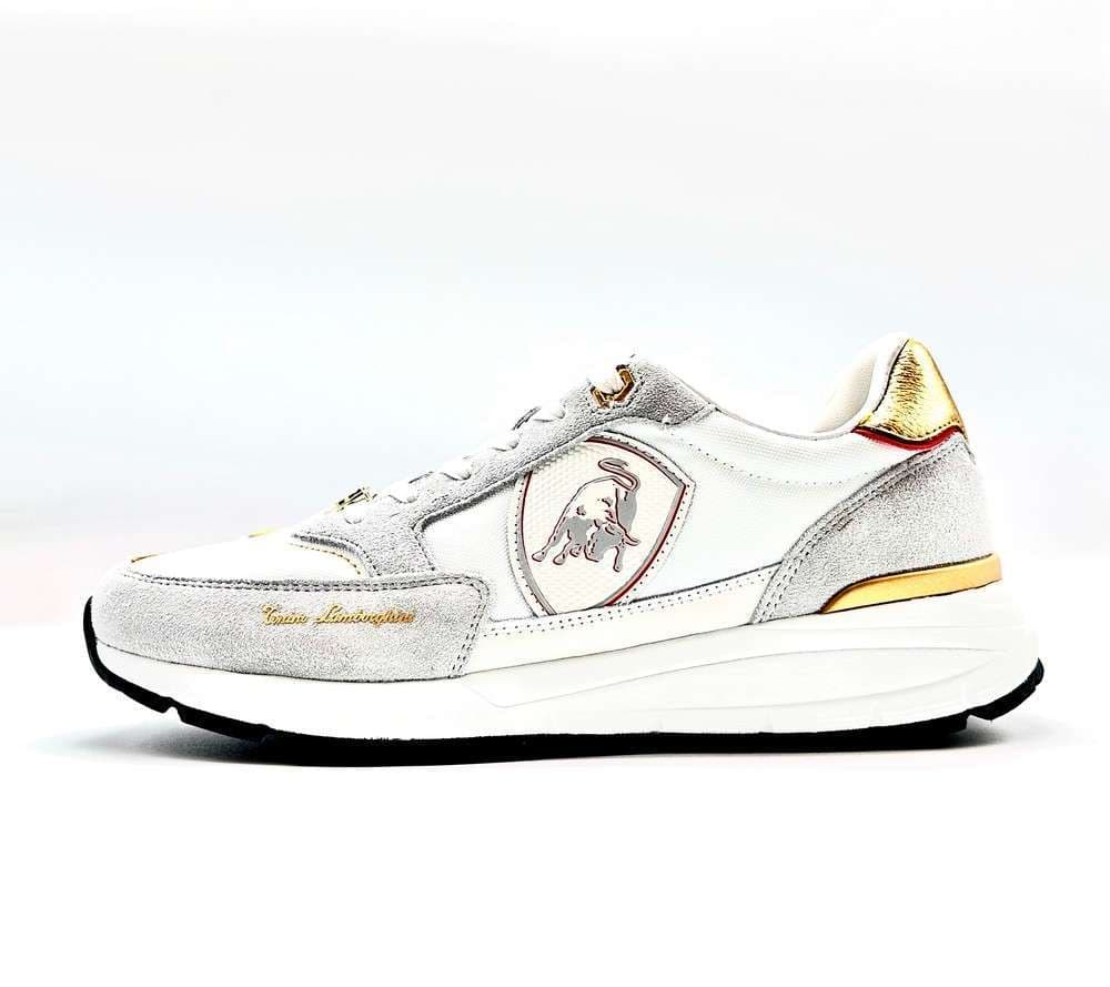 LAMBORGHINI Sneakers running bianca e oro loggata in Scarpe da corsa su strada Calzature Durello - Agna, commercioVirtuoso.it