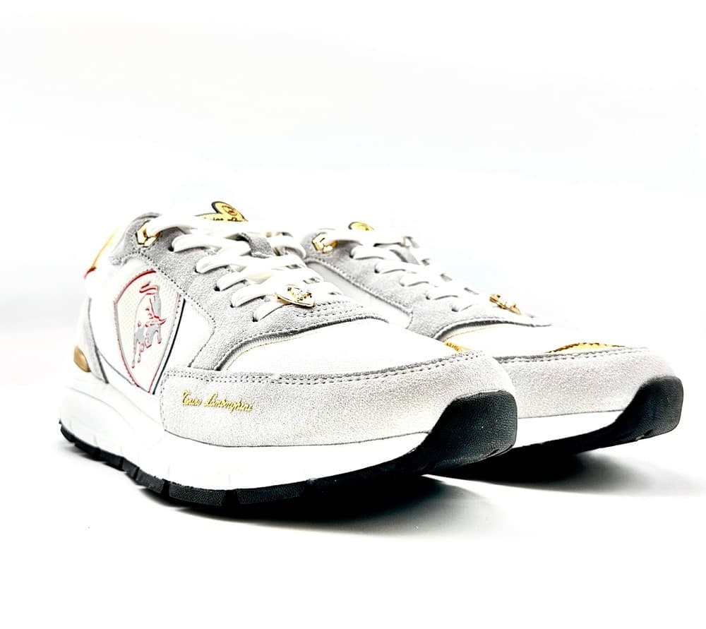 LAMBORGHINI Sneakers running bianca e oro loggata in Scarpe da corsa su strada Calzature Durello - Agna, commercioVirtuoso.it